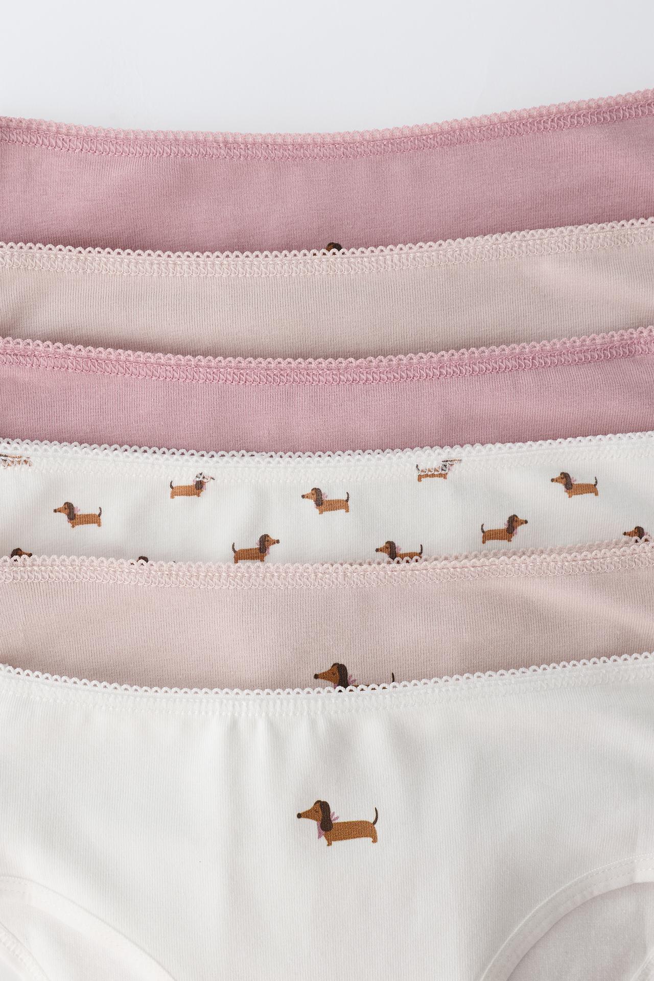 1 1/2-6 YEARS/ PACK OF SIX DOG PRINT UNDERWEAR — Pink