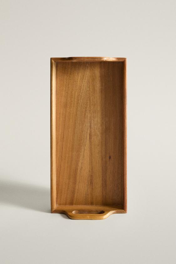 WOODEN TRAY WITH HANDLE - Light beige by Zara - Image 0