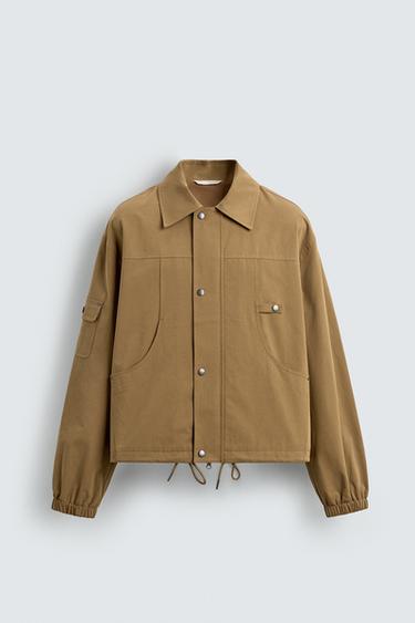 ბამბის ქურთუკი ჯიბეებით - Zara-ს Beige