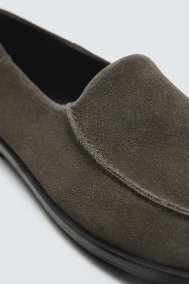 LEATHER LOAFERS - Taupe Grey by Zara - Image 2