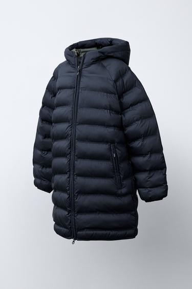 WATER-REPELLENT ULTRALIGHT PADDED LONG JACKET - Navy blue by Zara - Image 1