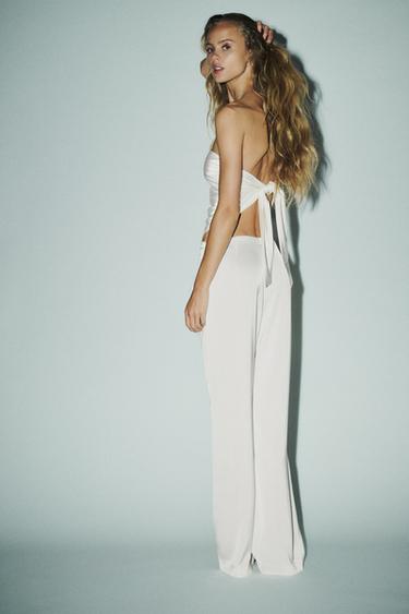 PANTALÓN SATINADO TIRO ALTO - Crudo de Zara