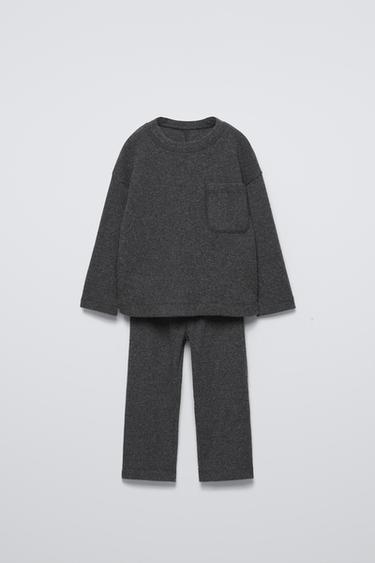 CONJUNTO CANALÉ CAMISETA Y PANTALÓN SOFT TOUCH - Gris antracita de Zara - Imagen 0