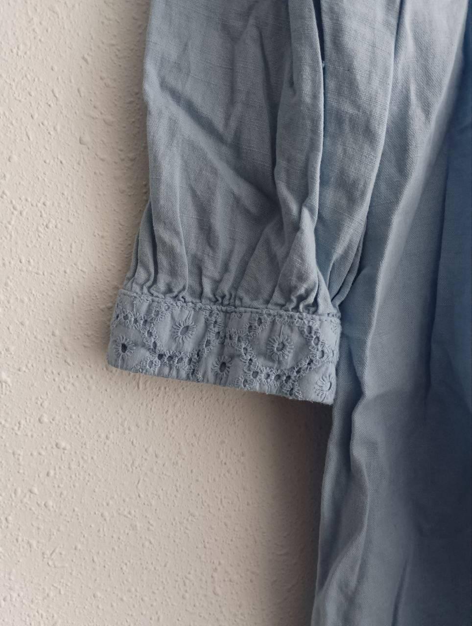LINEN BLEND SHORT EMBROIDERED DRESS - Image 4