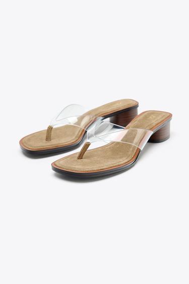 SANDALES À TALONS LARGES EN VINYLE - Beige clair de Zara - Image 2