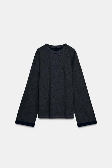 ΜΑΚΡΥΜΑΝΙΚΗ ΜΠΛΟΥΖΑ OVERSIZED - Σταχτί σκούρο του Zara
