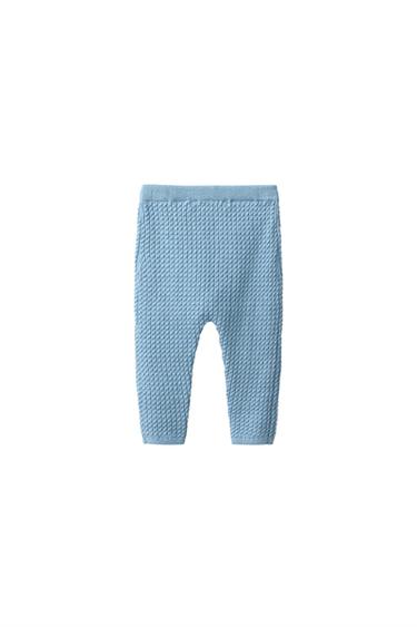 CABLE KNIT LEGGINGS — Light blue 2