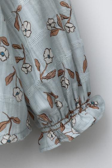 BLOUSE IMPRIMÉE À FLEURS - Bleu clair de Zara - Image 3
