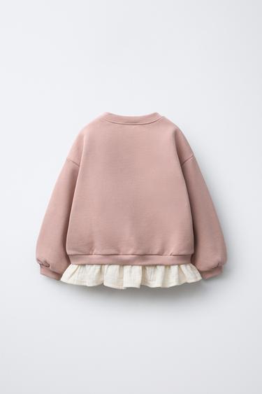 SWEAT BIMATIÈRE FLEURS - Rose poudré de Zara - Image 1