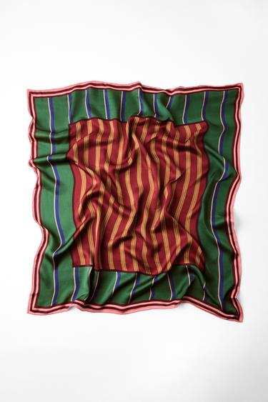 SATIN STRIPED SCARF - Pink by Zara