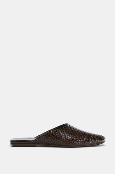 Zara LIMITED EDITION LEATHER MULES - Chocolate Brown