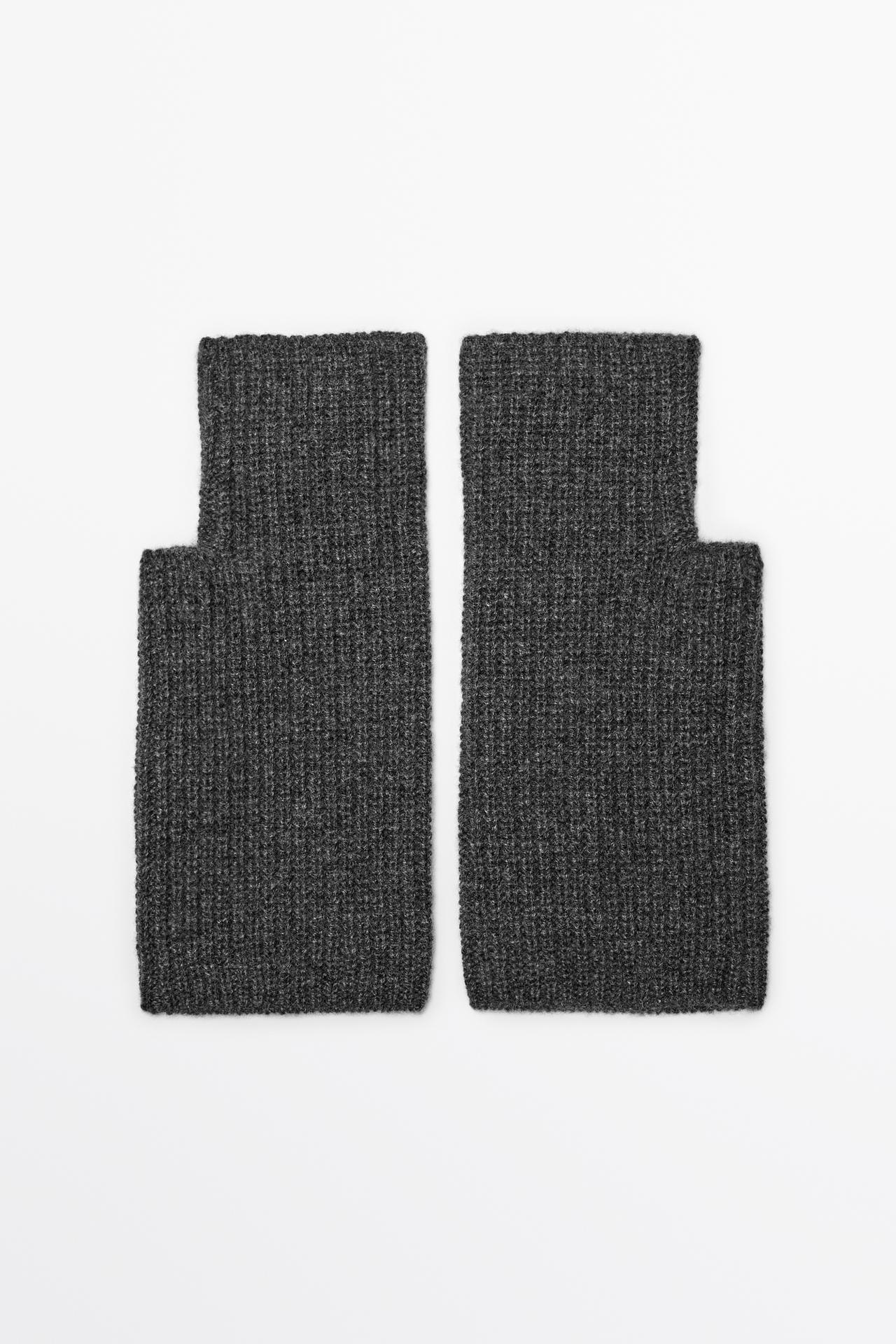100% Cashmere Knit Mittens — Gray