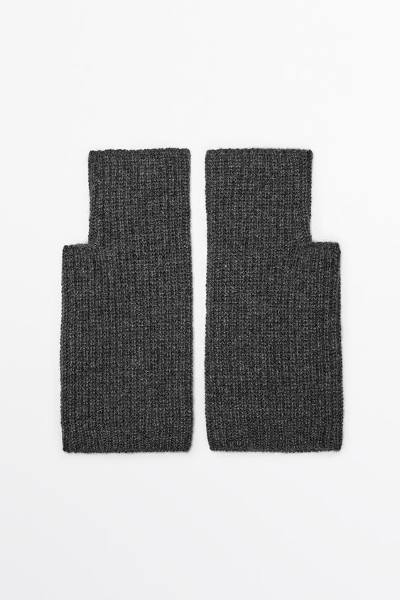 Zara 100% Cashmere Knit Mittens - Gray - Image 0