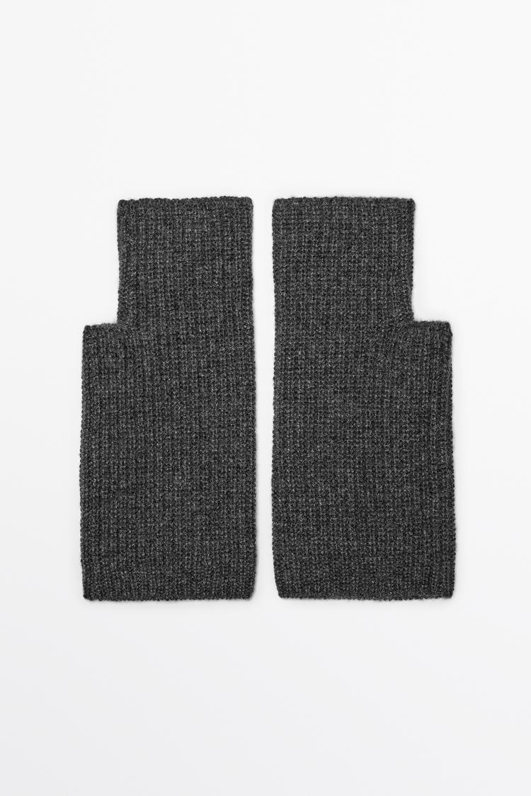 100% Cashmere Knit Mittens — Gray