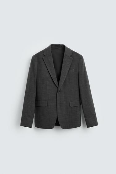 Zara TEXTURED SUIT BLAZER - Dark gray
