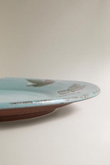 PLAT EN FAÏENCE FEUILLES CIRCULAIRE - Gris bleu de Zara - Image 3