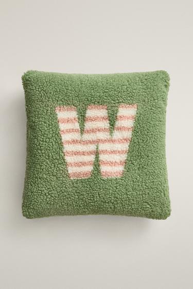 CHILDREN'S FAUX SHEARLING CUSHION WITH W - Light green by Zara