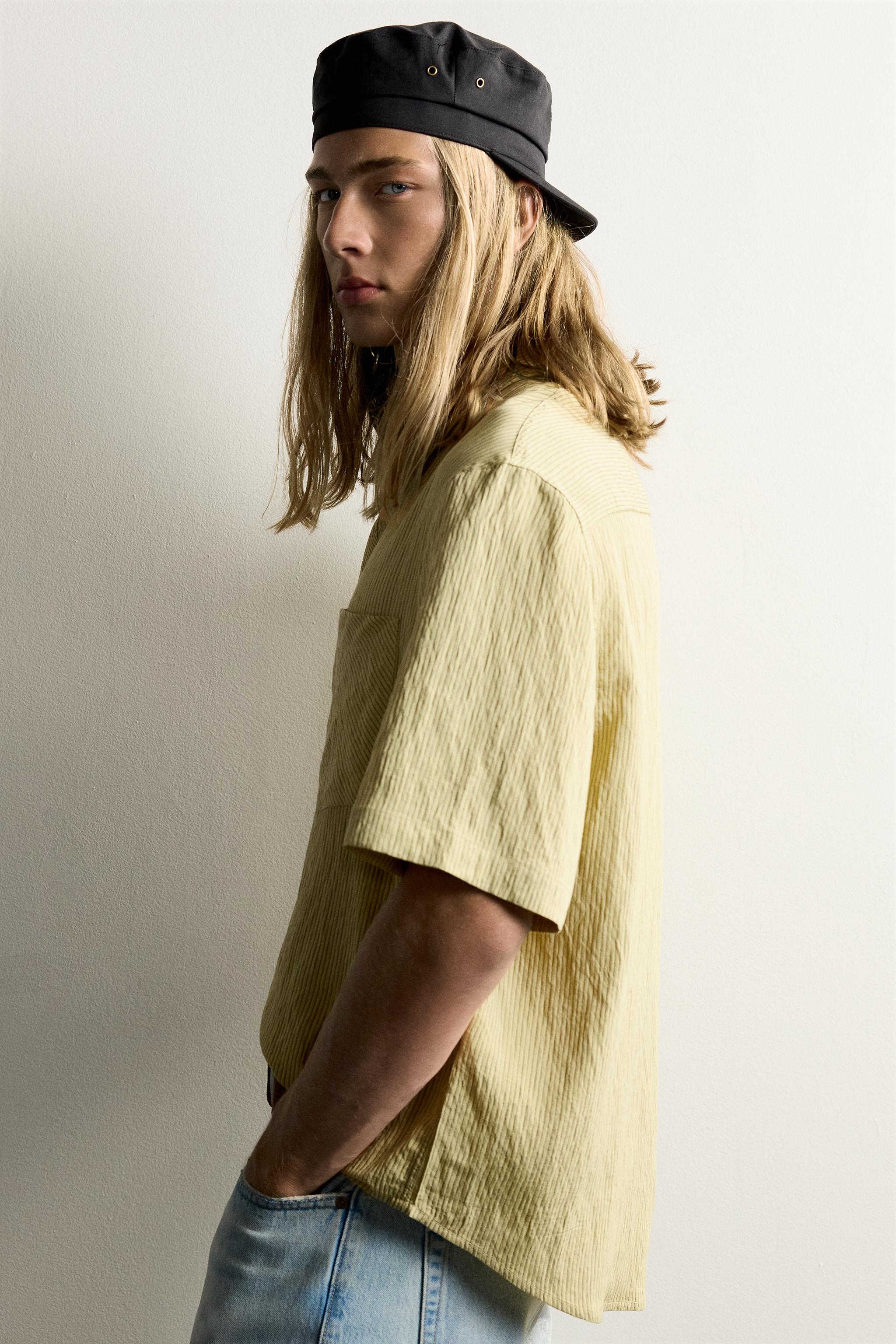 STRIPED JACQUARD BOXY FIT SHIRT