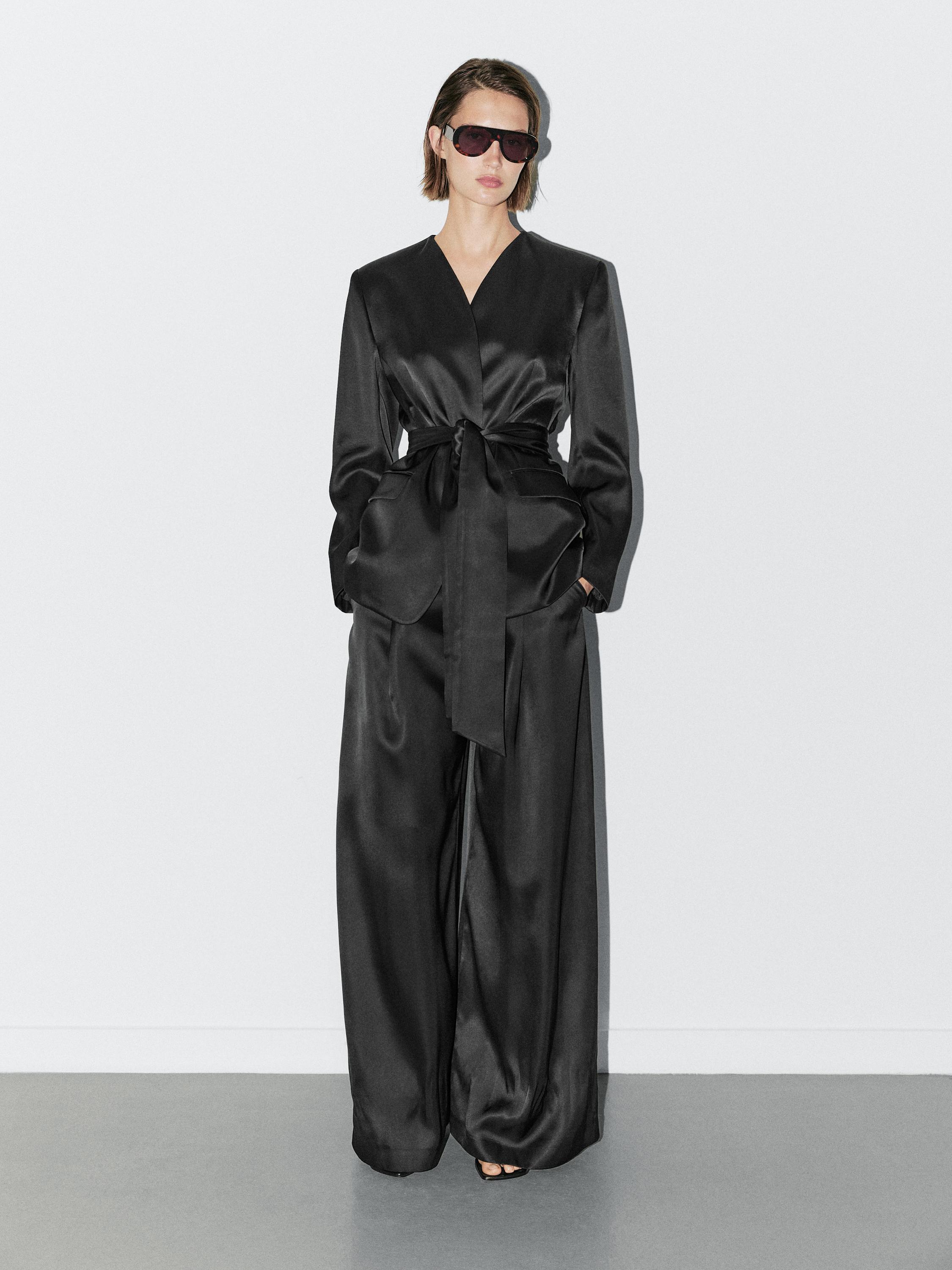 Satin wide-leg trousers