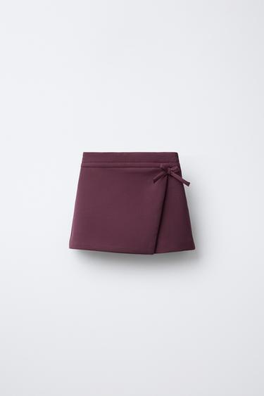 JUPE-SHORT AVEC NŒUD - Bordeaux de Zara