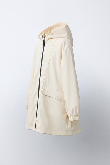 RUBBERISED WATER-REPELLENT HOODED RAINCOAT - Butter by Zara - Image 1