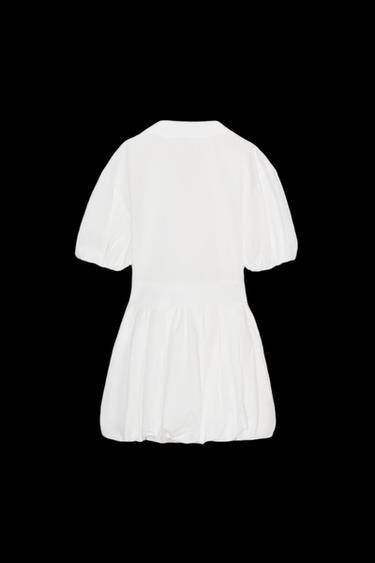 VESTIDO MINI POPELÍN - Blanco de Zara