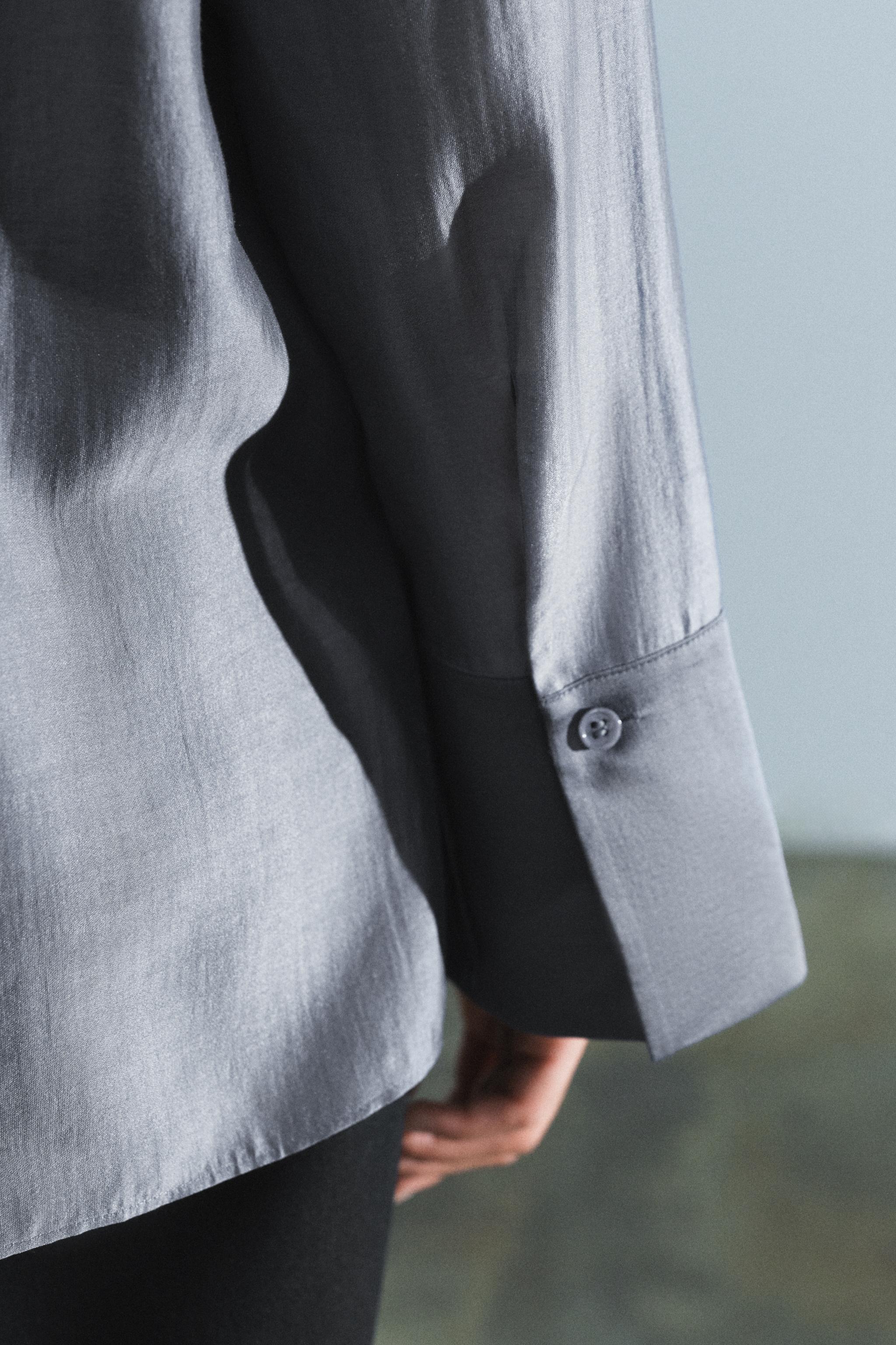 Zara ZW COLLECTION FİYONKLU DÖKÜMLÜ GÖMLEK görsel 4