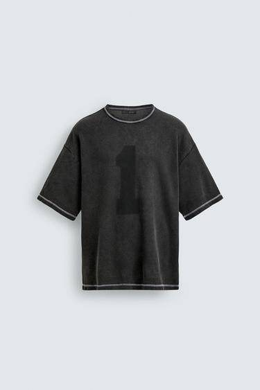 CONTRAST WASHED KNIT T-SHIRT - Black by Zara