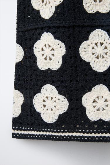 TOP EN MAILLE À FLEURS - Noir de Zara - Image 3
