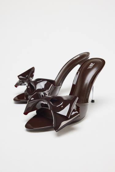 SANDALES À TALONS ET NŒUD - Bordeaux de Zara - Image 3
