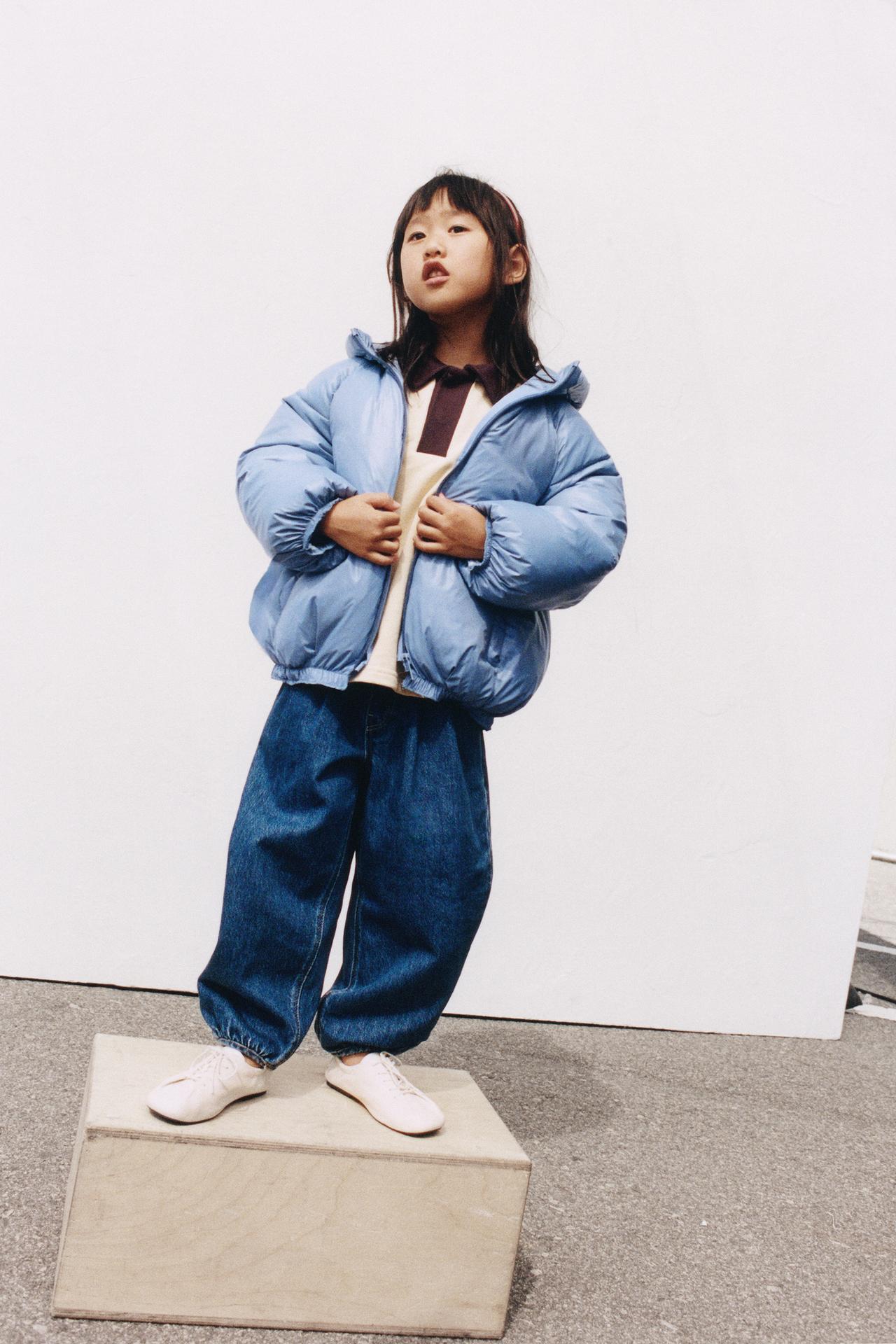WATER-REPELLENT RUBBERIZED PUFFER COAT — Blue