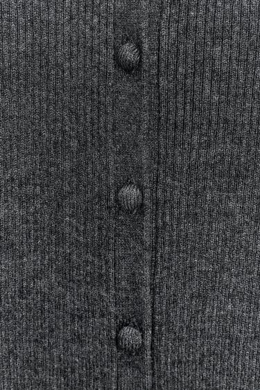 GILET EN MAILLE À FLEURS AVEC LAINE - Gris anthracite de Zara - Image 7