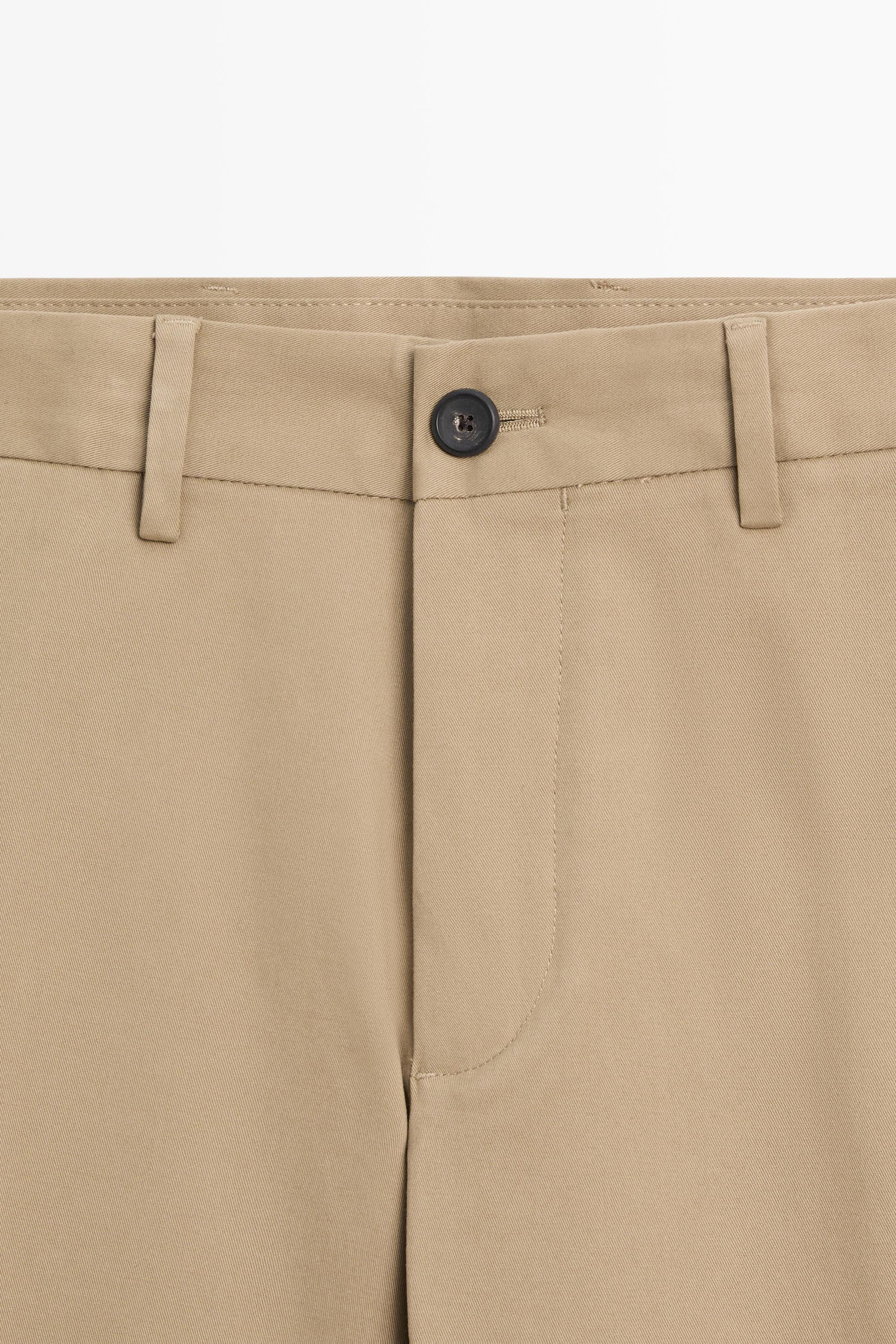 Cotton blend slim fit pants — taupe brown