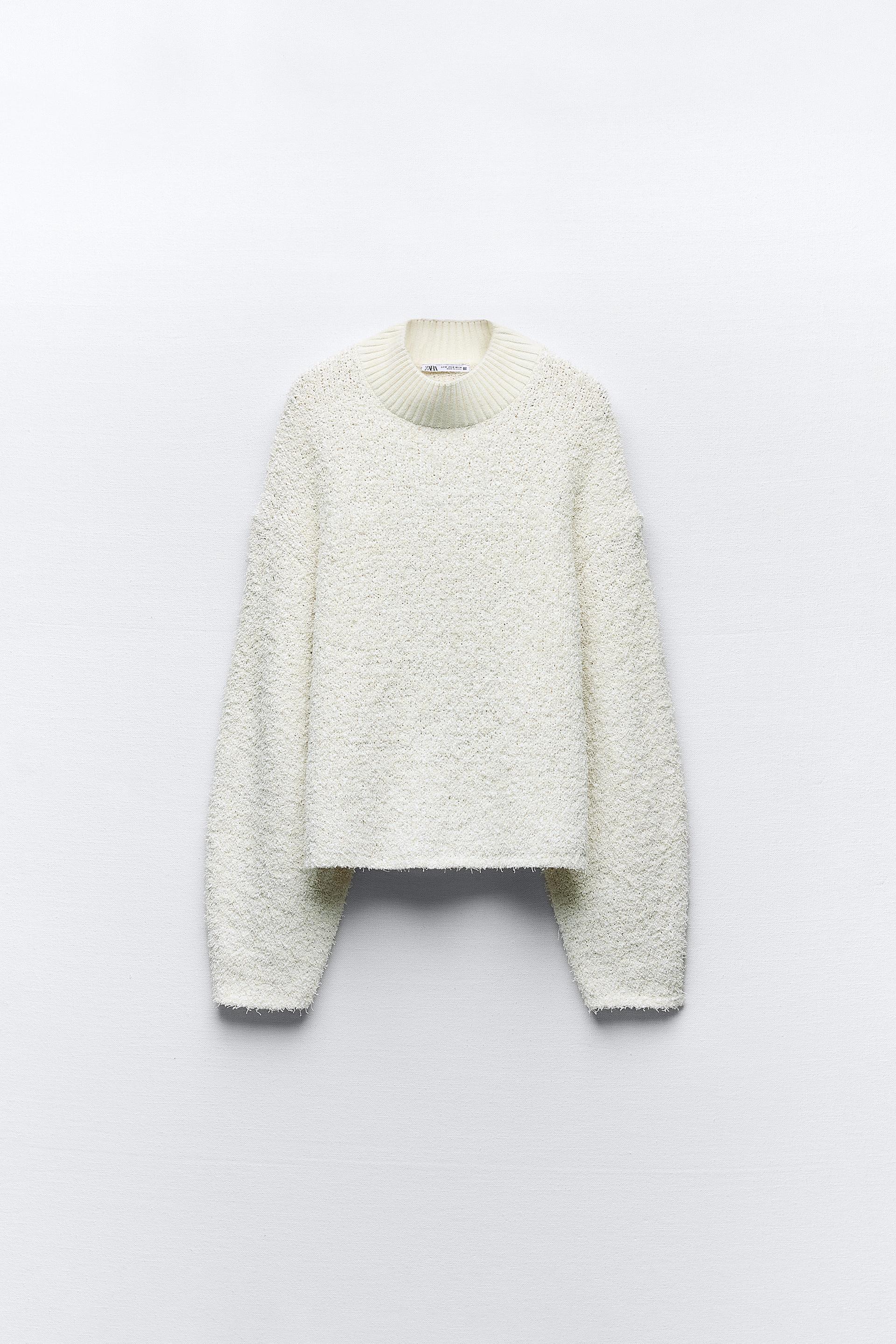 FUZZY KNIT SWEATER - Mid-ecru