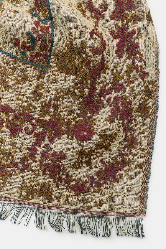 FOULARD JACQUARD IMPRIMÉ TAPISSERIE - Sable de Zara - Image 3