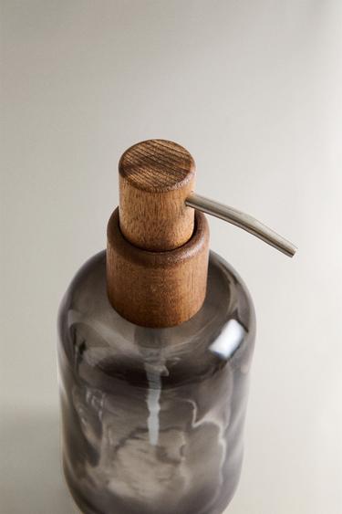 OMBRÉ GLASS ACACIA SOAP DISPENSER - Dark grey by Zara - Image 2
