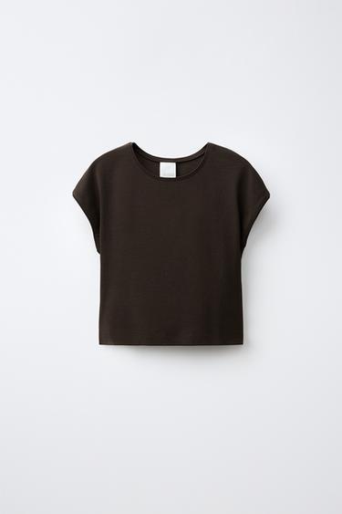 CAMISETA CROP MODAL - Marrón de Zara