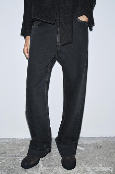 ZW COLLECTION BAGGY MID-WAIST JEANS - Black by Zara