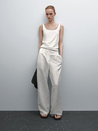 Zara Strappy top with contrast detail - Oyster-white - Image 0