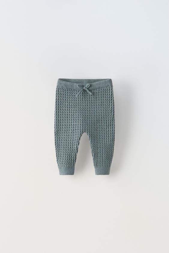 CABLE KNIT LEGGINGS - Green / Blue | ZARA United States