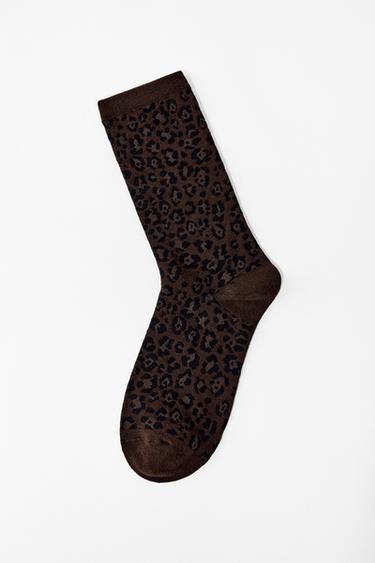 ANIMAL PRINT SOCKS - Brown by Zara