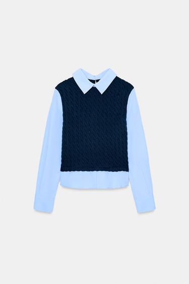 CONTRAST POPLIN SHIRT - Navy blue by Zara - Image 6