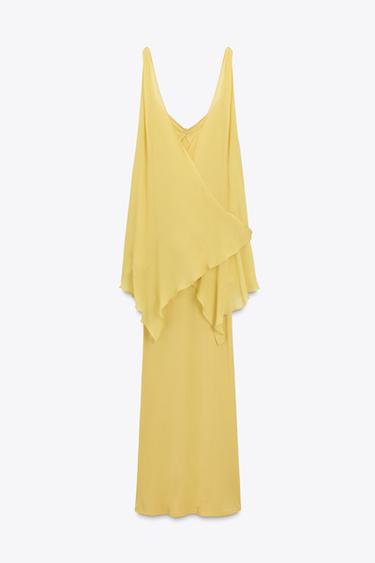 ROBE LONGUE CAPE NŒUDS LIMITED EDITION - Jaune citron de Zara - Image 1