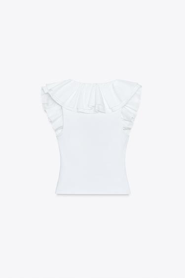 RUFFLED TOP - White by Zara - Image 6