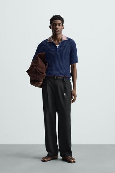 POLO PUNTO ESTRUCTURA CONTRASTE - Azul de Zara - Imagen 0