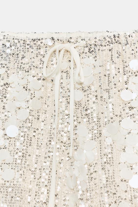 PANTALON FLUIDE À SEQUINS - Argent de Zara - Image 6