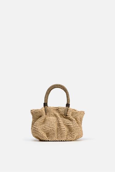Zara WOVEN MINI BUCKET BAG - Light beige