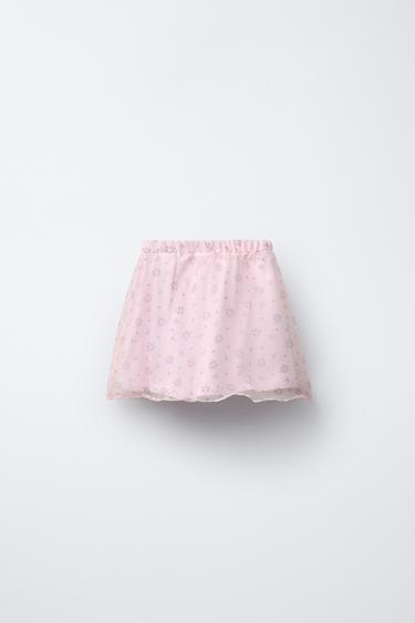 FLORAL ORGANZA SKIRT - Pale pink by Zara - Image 1