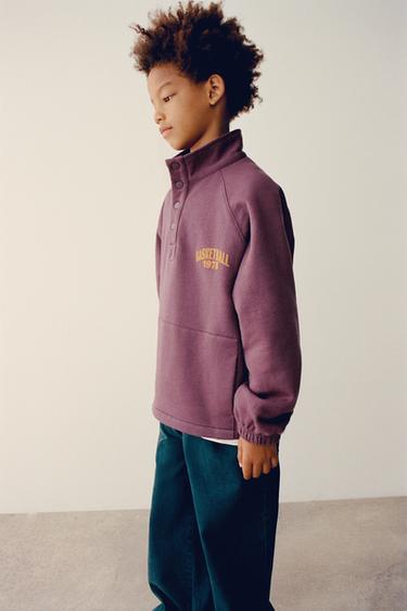 SWEAT IMPRIMÉ BASKET-BALL - Violet de Zara