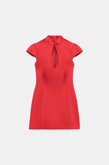 АТЛАСНОЕ МИНИ-ПЛАТЬЕ С ВЫРЕЗОМ — КРАСНЫЙ от Zara